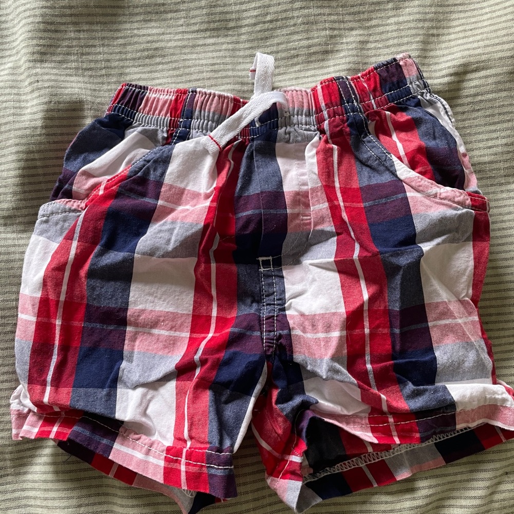 Tommy Hilfiger Red, Navy & White Plaid Baby Shorts